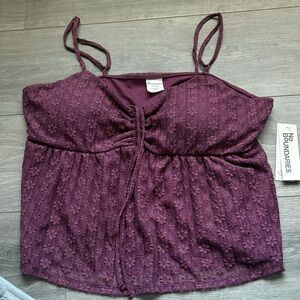 No Boundaries Women's Plum Lace Camisole